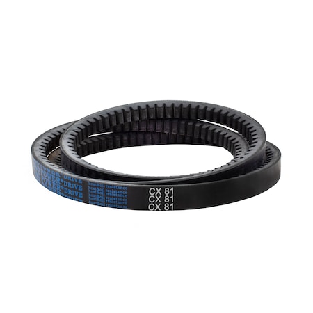 D&D CX81 Cogged, Classical V-Belt, 85 in Outside Length, 7/8 in Top Width, 17/32 in Thickness, 1 Ribs CX81